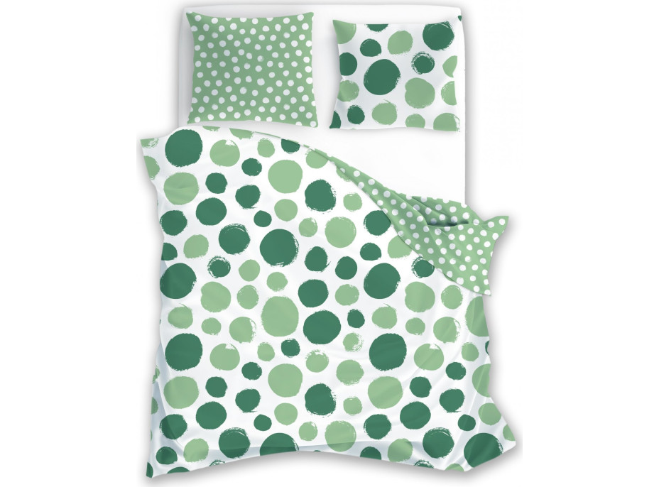 Bavlněné povlečení FASHION Zelené puntíky - bílé/zelené - 160x200 cm