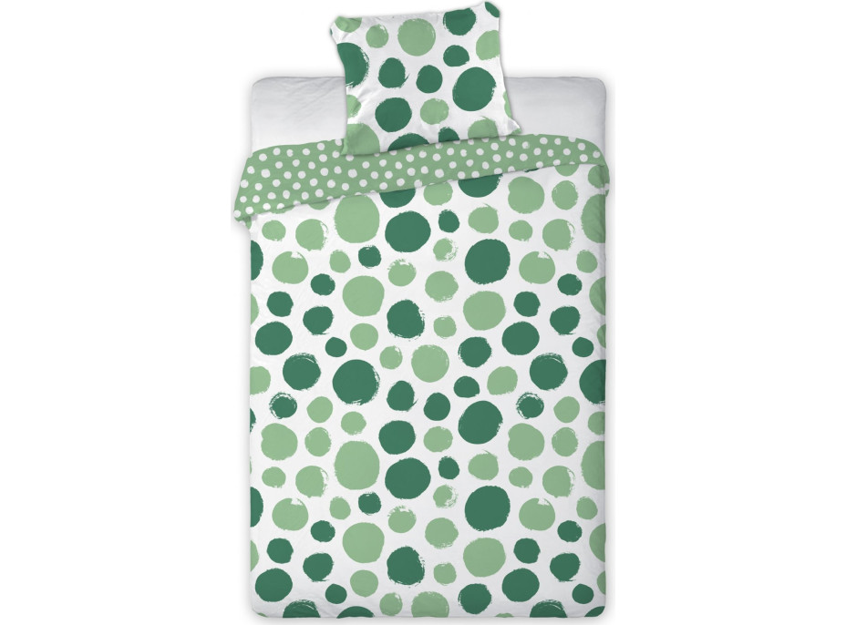 Bavlněné povlečení FASHION Zelené puntíky - bílé/zelené - 160x200 cm