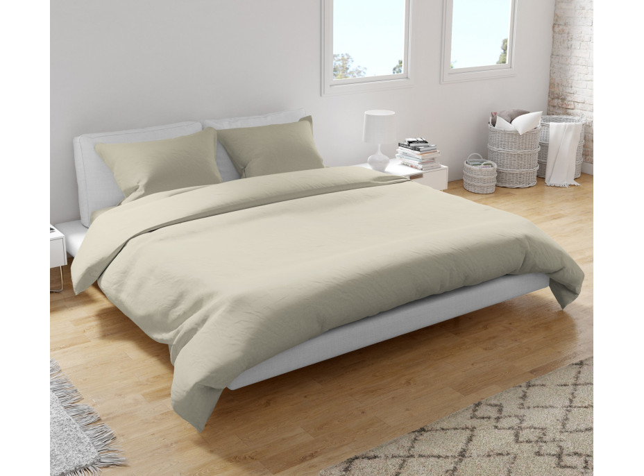 Bavlněné povlečení FASHION jednobarevné - béžové - 160x200 cm