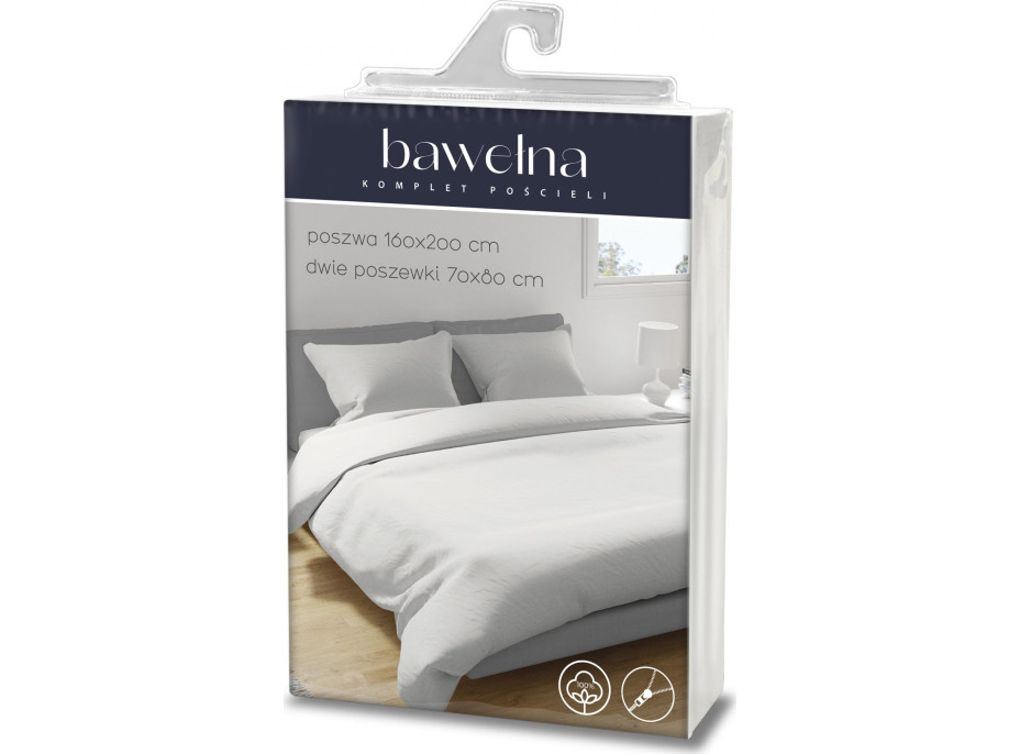 Bavlněné povlečení FASHION jednobarevné - bílé - 160x200 cm