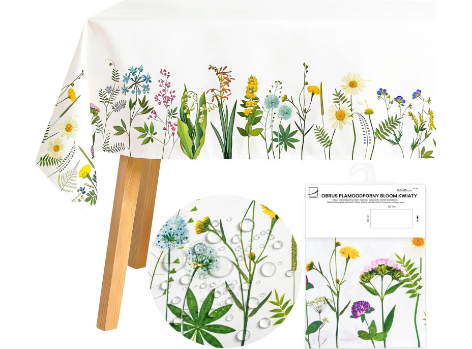 Velikonoční ubrus BLOOM Květiny - 130x180 cm - bílý