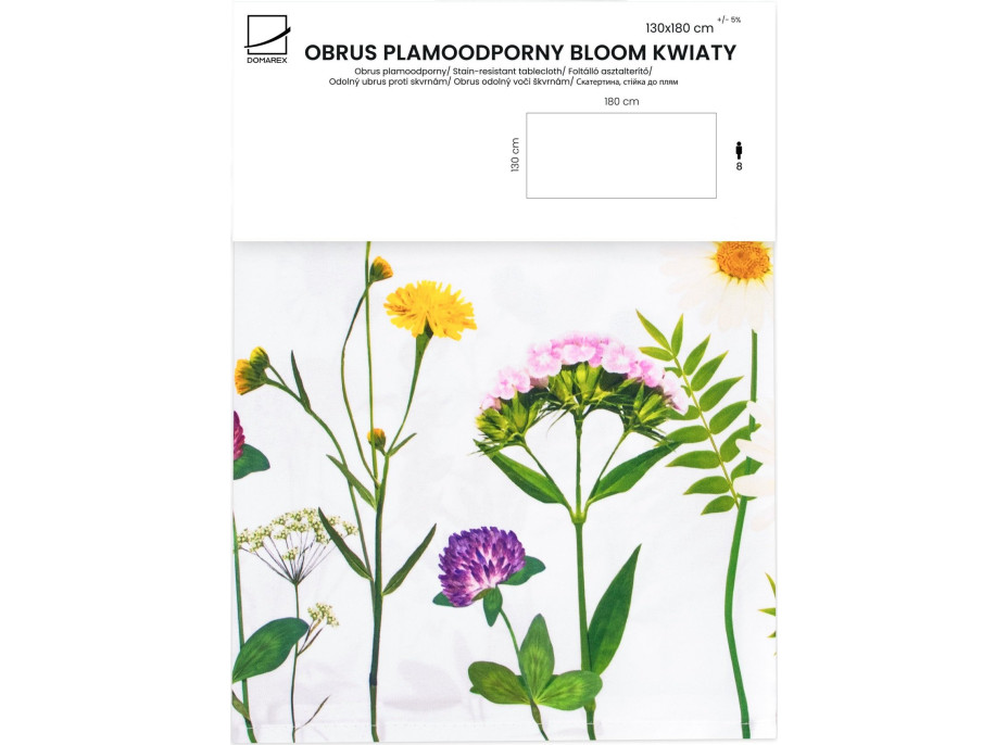 Velikonoční ubrus BLOOM Květiny - 130x180 cm - bílý
