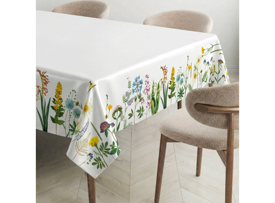 Velikonoční ubrus BLOOM Květiny - 130x180 cm - bílý