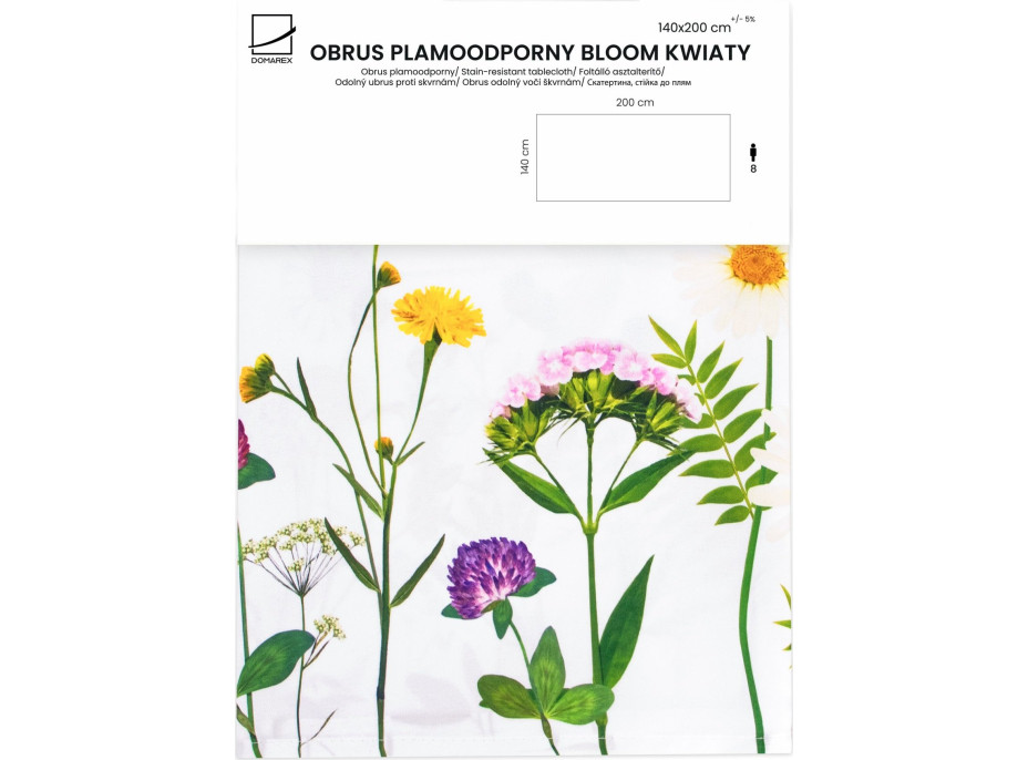 Velikonoční ubrus BLOOM Květiny - 140x200 cm - bílý