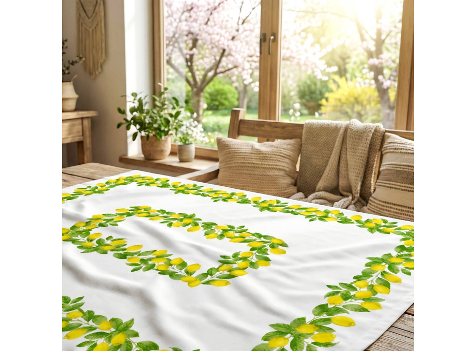Dekorační ubrus LIMONE Citrony - 130x180 cm - bílý