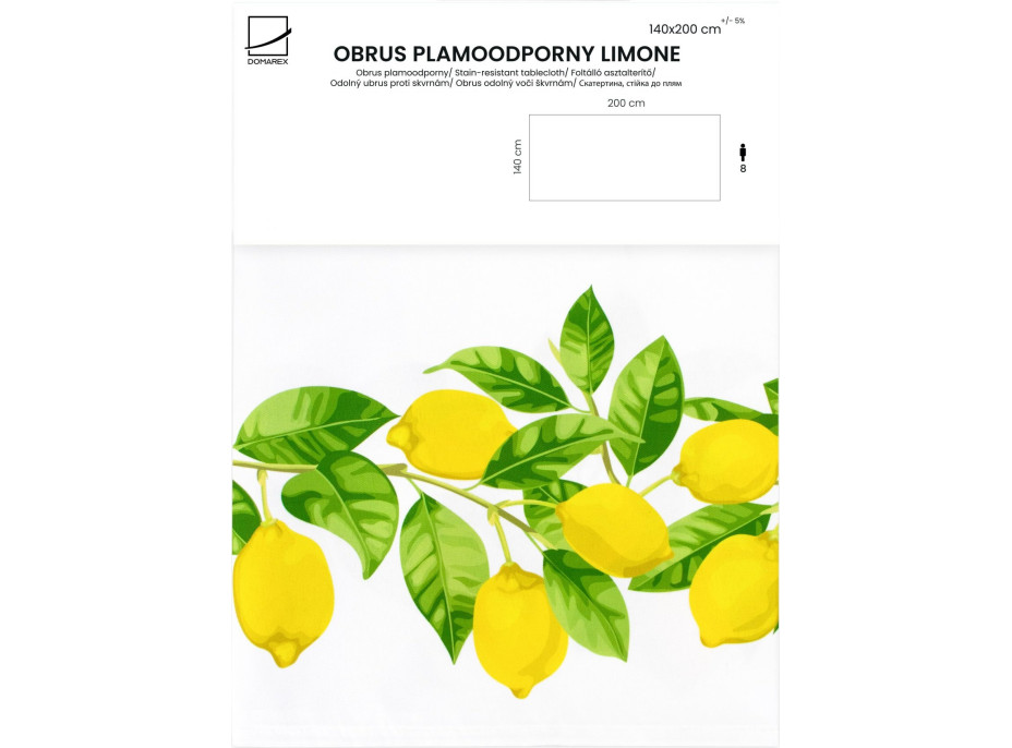 Dekorační ubrus LIMONE Citrony - 140x200 cm - bílý