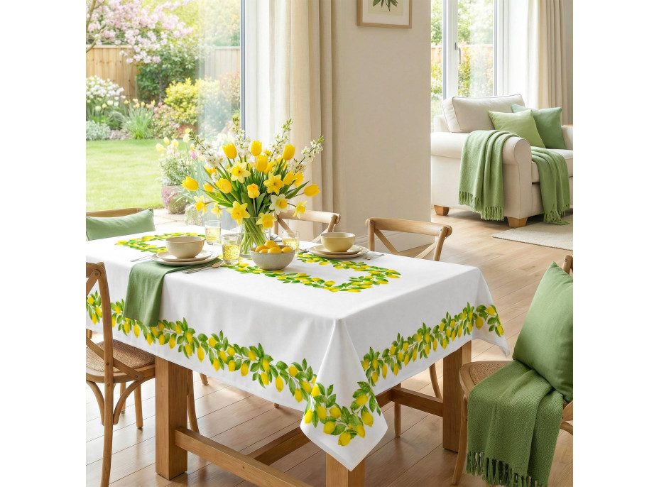 Dekorační ubrus LIMONE Citrony - 140x200 cm - bílý