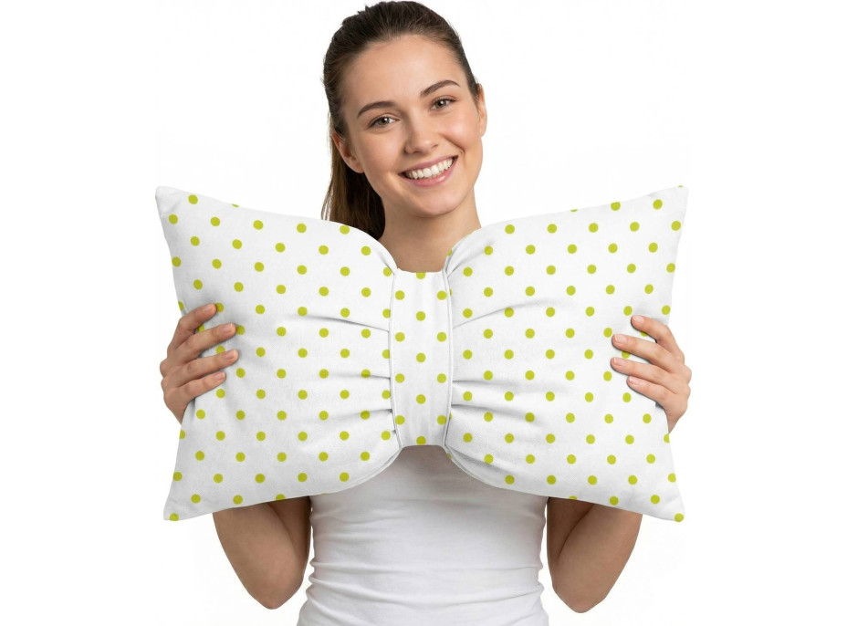 Dekorační polštář GLAM 30x50 cm - bílý/zelené tečky