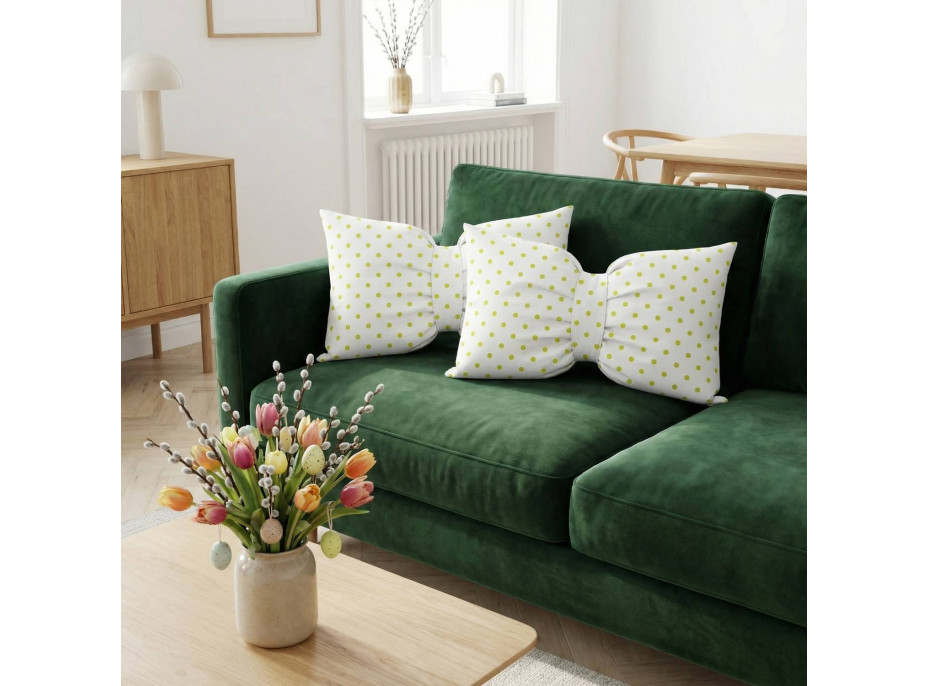 Dekorační polštář GLAM 30x50 cm - bílý/zelené tečky