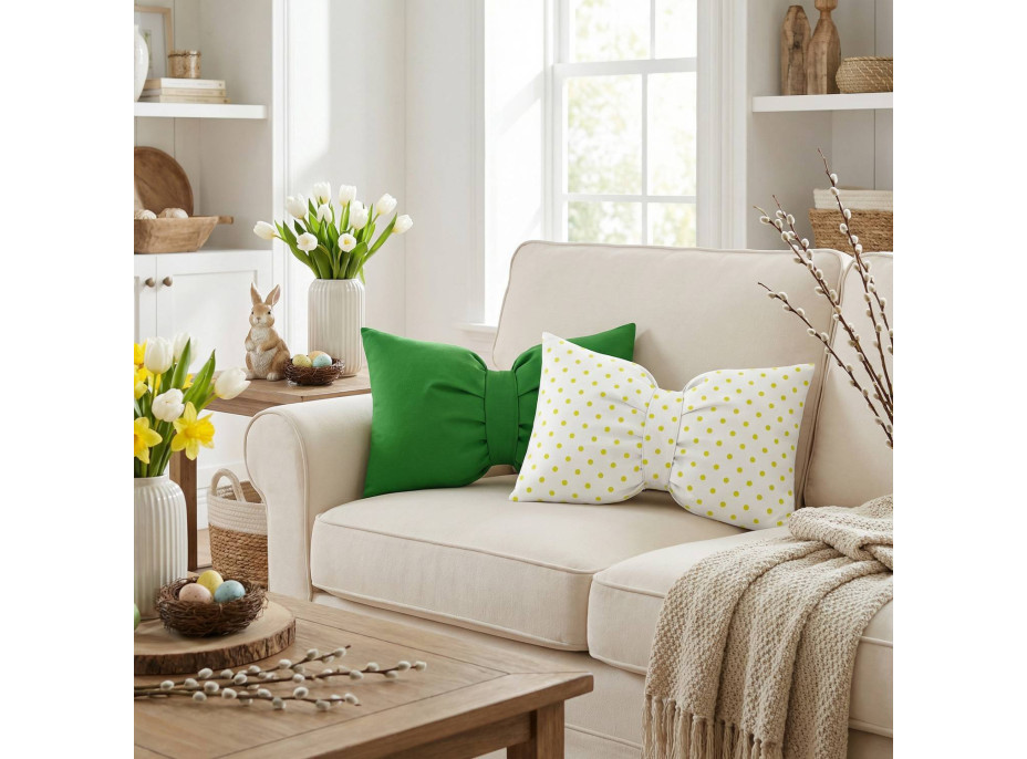 Dekorační polštář GLAM 30x50 cm - bílý/zelené tečky