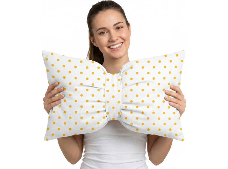 Dekorační polštář GLAM 30x50 cm - bílý/žluté tečky