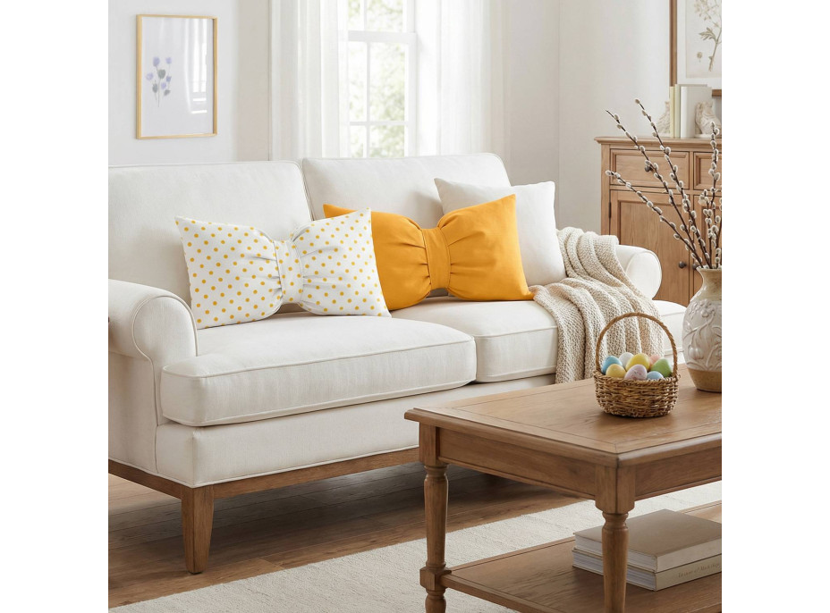 Dekorační polštář GLAM 30x50 cm - bílý/žluté tečky