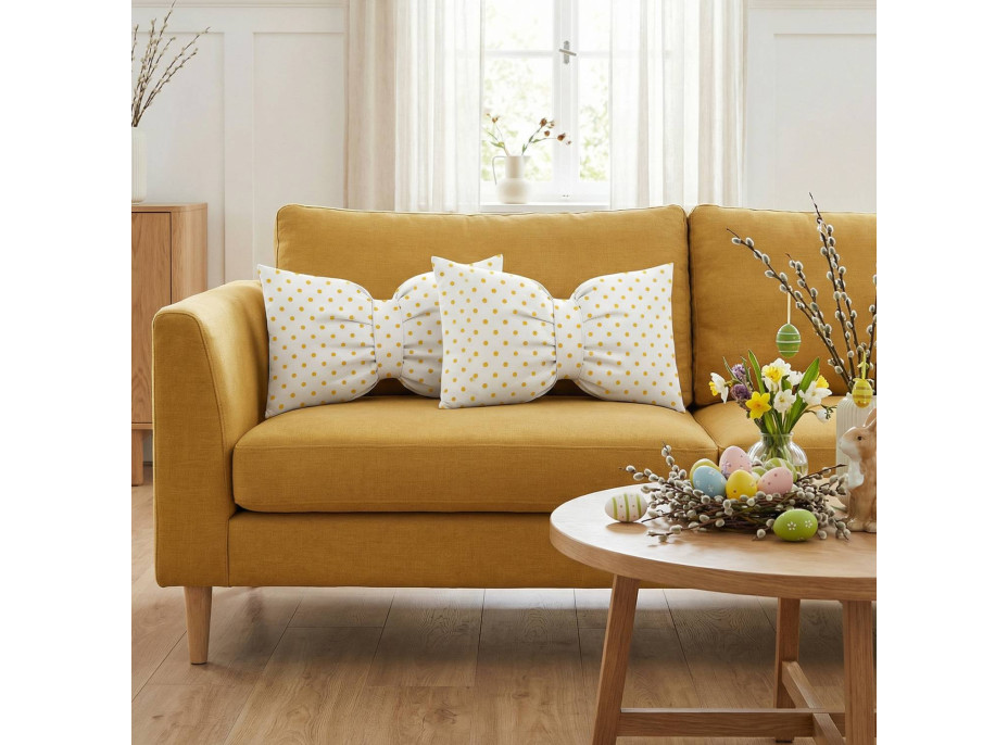 Dekorační polštář GLAM 30x50 cm - bílý/žluté tečky