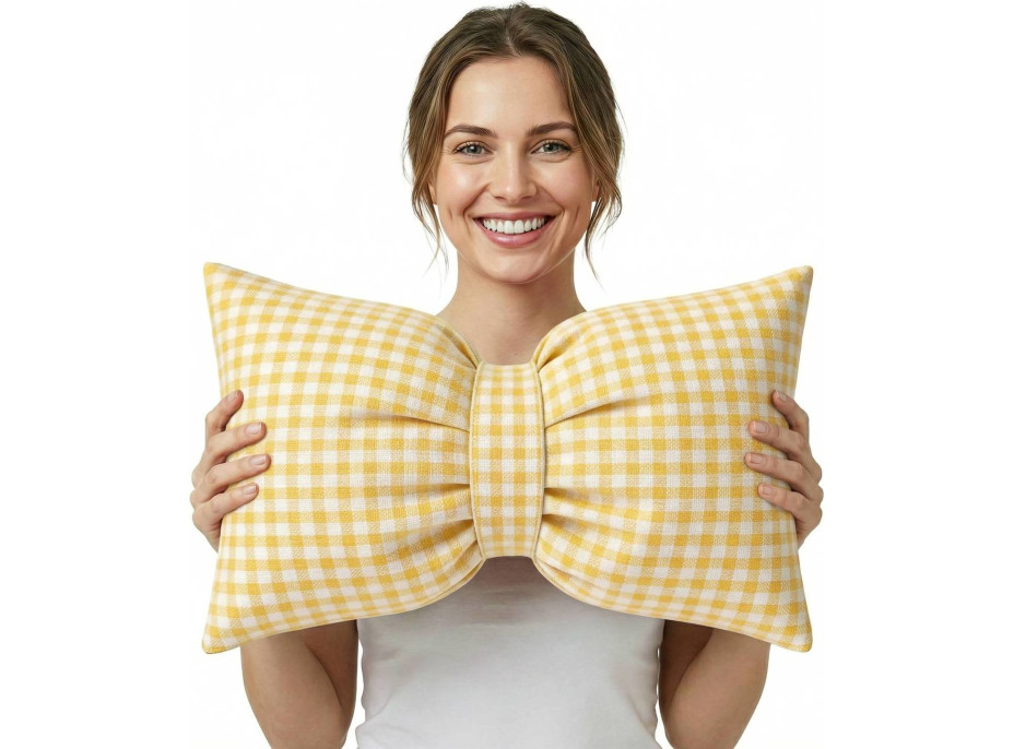 Dekorační polštář GLAM 30x50 cm - károvaný žlutý