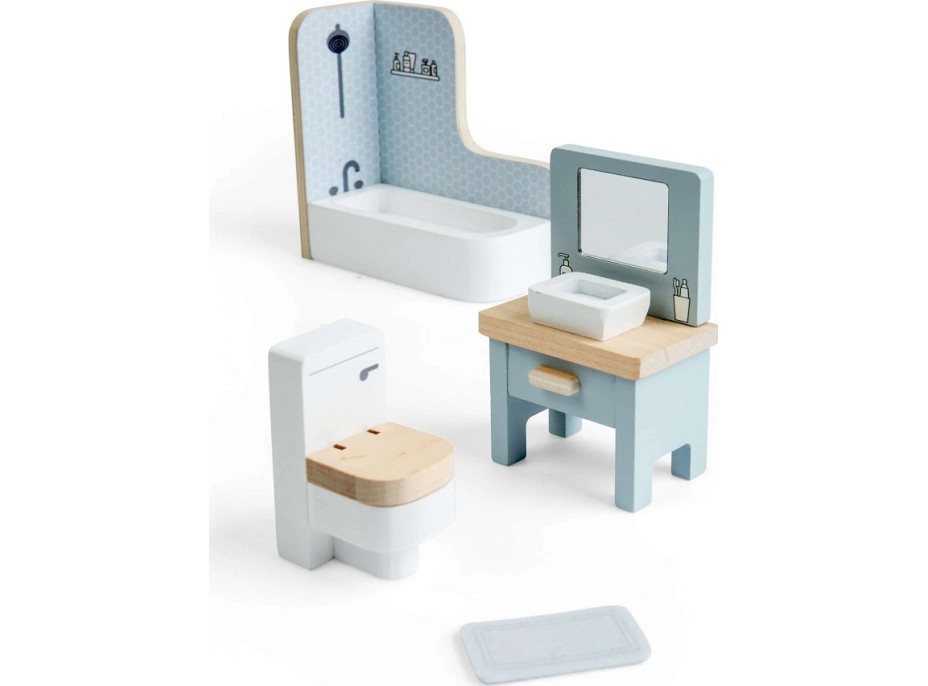 Bigjigs Toys Dřevěný nábytek do domečku pro panenky Koupelna