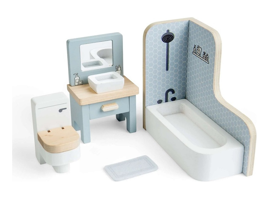 Bigjigs Toys Dřevěný nábytek do domečku pro panenky Koupelna