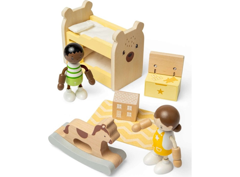 Bigjigs Toys Dřevěný nábytek do domečku pro panenky Dětský pokoj