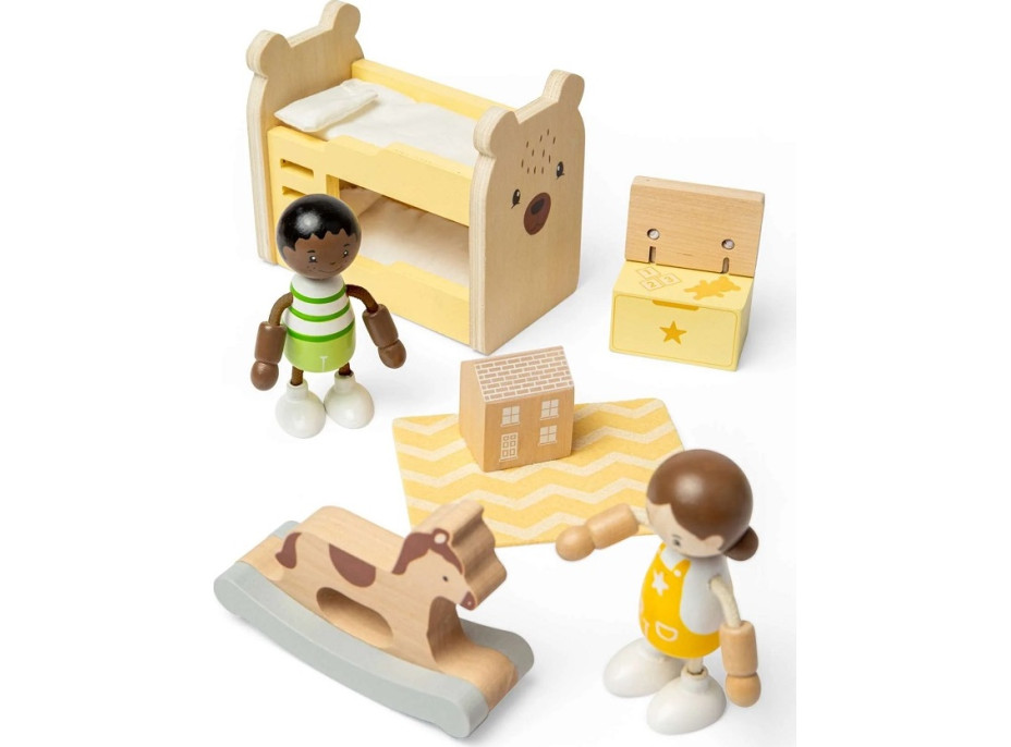 Bigjigs Toys Dřevěný nábytek do domečku pro panenky Dětský pokoj