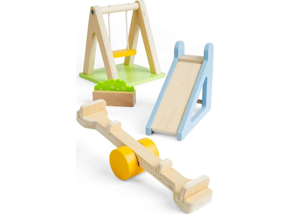 Bigjigs Toys Dřevěný nábytek do domečku pro panenky Venkovní hřiště