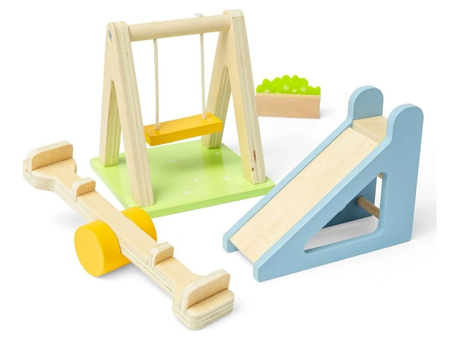 Bigjigs Toys Dřevěný nábytek do domečku pro panenky Venkovní hřiště