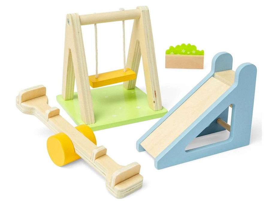 Bigjigs Toys Dřevěný nábytek do domečku pro panenky Venkovní hřiště