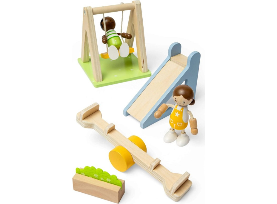Bigjigs Toys Dřevěný nábytek do domečku pro panenky Venkovní hřiště