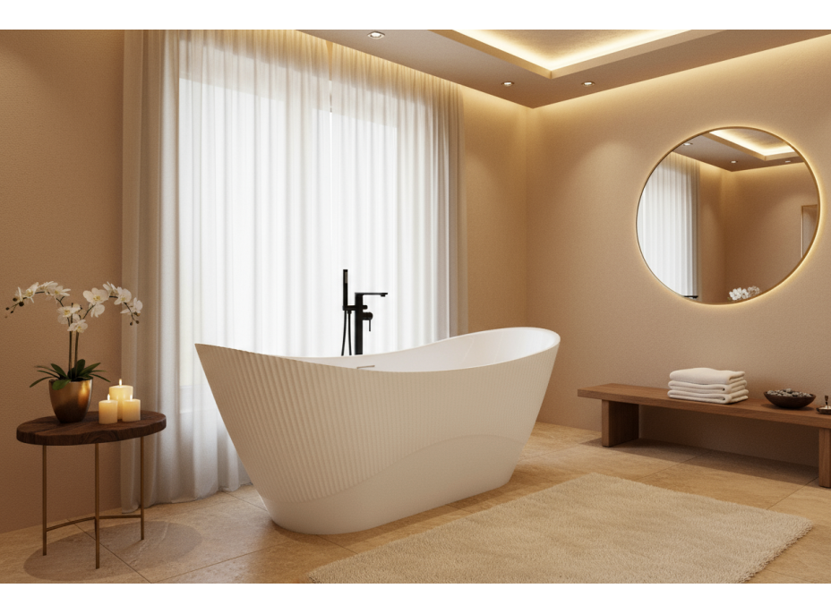 Volně stojící akrylátová vana Rea ATENA 170x73 cm - bílá