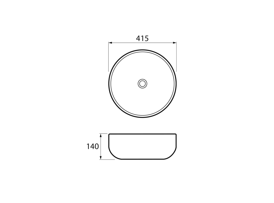 Sapho RONDEA keramické umyvadlo na desku Ø 41cm, bianco carrara AR445BC