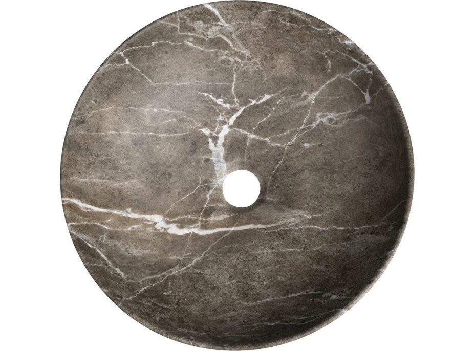 Sapho RONDEA keramické umyvadlo na desku Ø 41cm, breccia mramor AR445BM