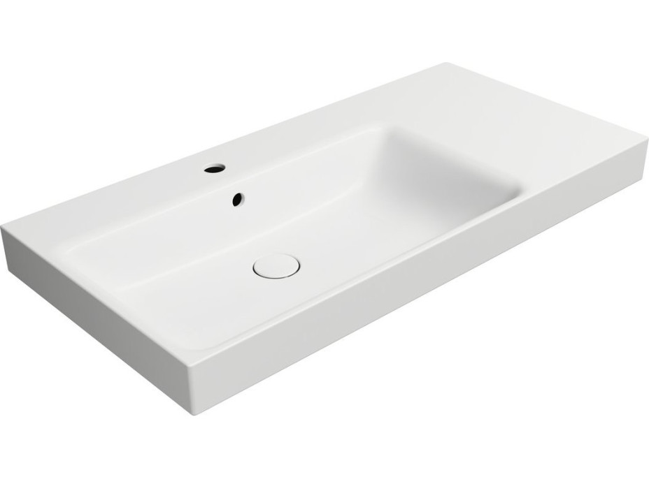 GSI NUBES keramické umyvadlo 100x50cm, s odkládací plochou vpravo, bílá mat 9627109