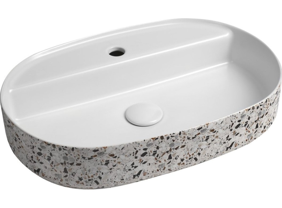 Isvea INFINITY OVAL keramické umyvadlo na desku, 60x40cm, terrazzo 10NF65060-2L-TRZ