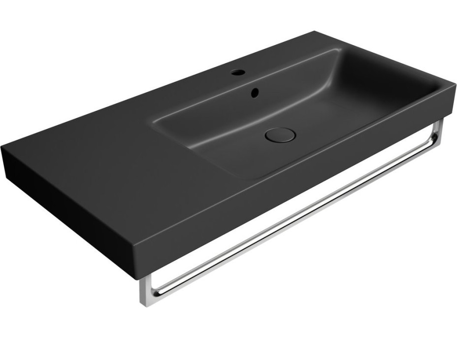 GSI NUBES keramické umyvadlo 100x50cm, s odkládací plochou vlevo, černá mat 9628126