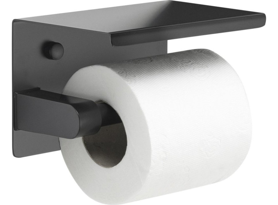 Sapho Držák toaletního papíru s poličkou, černá mat UN1197B