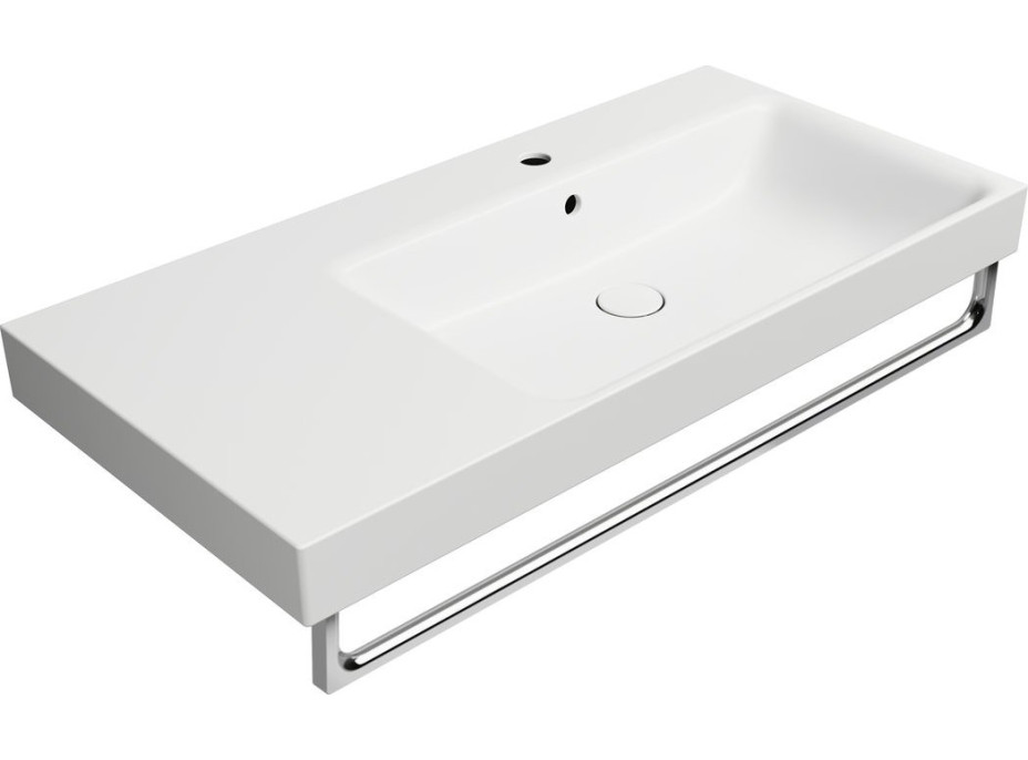 GSI NUBES keramické umyvadlo 100x50cm, s odkládací plochou vlevo, bílá mat 9628109