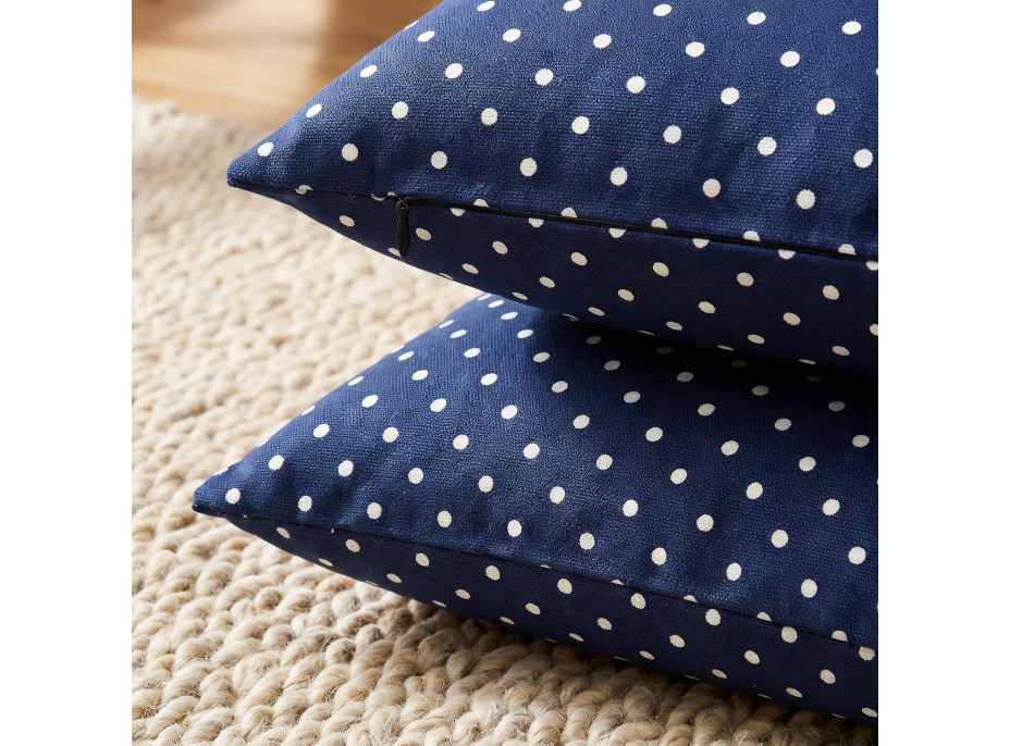 Povlak na polštář HAPPY 40x40 cm - tmavě modrý/bílé tečky