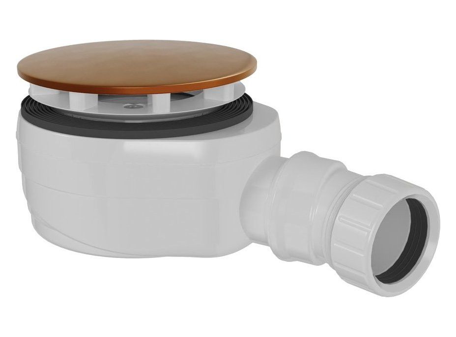 Polysan Vaničkový sifon, průměr 90mm, DN40, nízký, krytka měď mat 17916PG