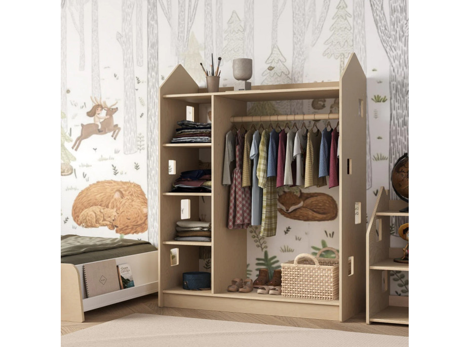 BusyKids Šatní skříň přírodní
