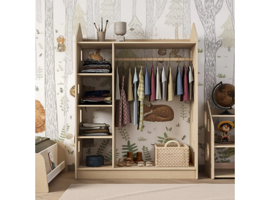 BusyKids Šatní skříň přírodní
