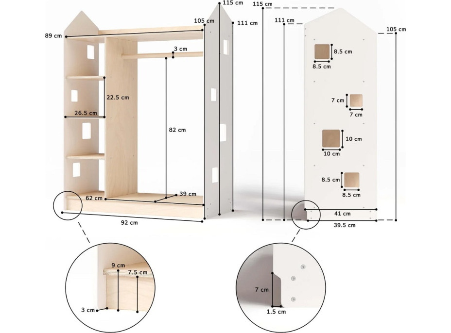 BusyKids Šatní skříň bílá