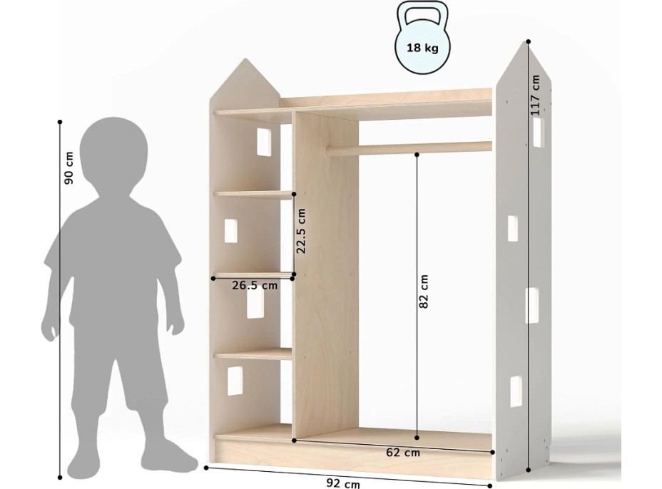 BusyKids Šatní skříň bílá