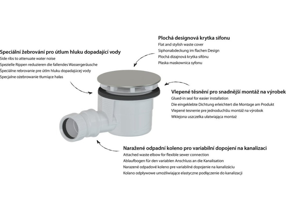 Polysan Vaničkový sifon, průměr 90mm, DN40, krytka zlato 17911G