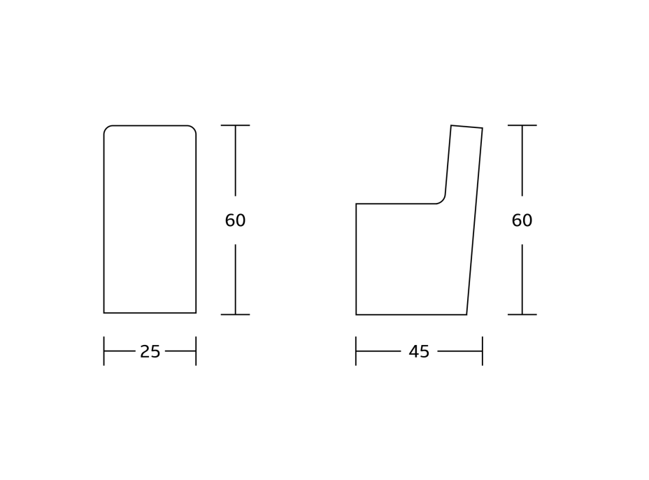 Aqualine Hranatý háček, černá mat UN82025B