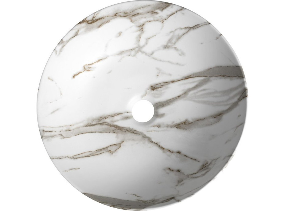 Sapho RONDEA keramické umyvadlo na desku Ø 41cm, bianco carrara AR445BC