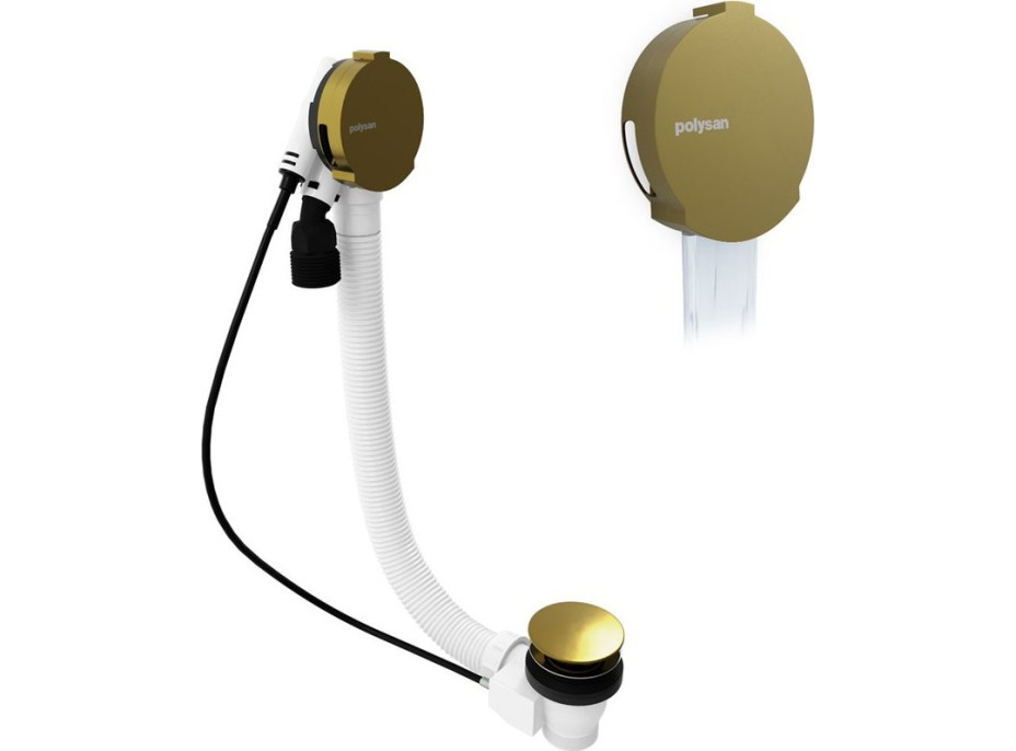 Polysan Vanová souprava s napouštěním, bovden, délka 800mm, zátka 72mm, zlato mat 71853.91