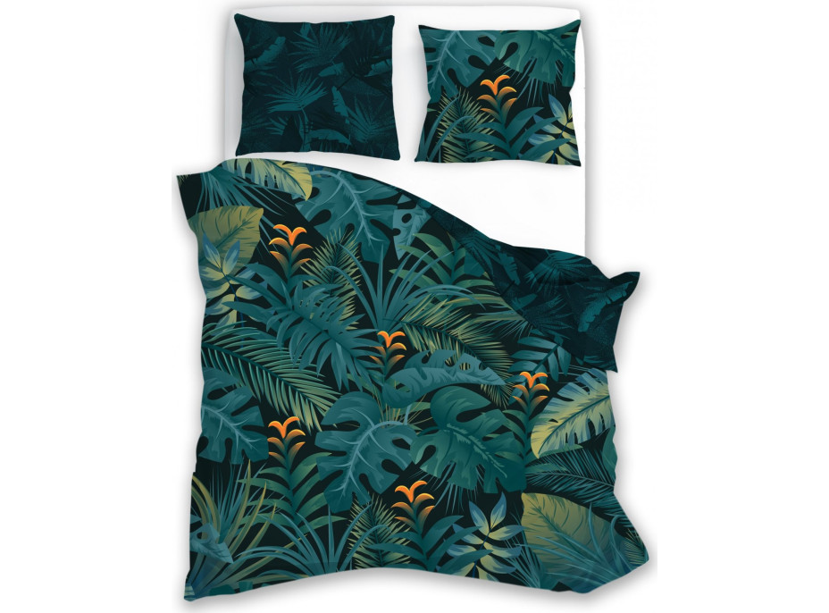 Saténové povlečení NOBILE Jungle - tmavě zelené - 220x200 cm