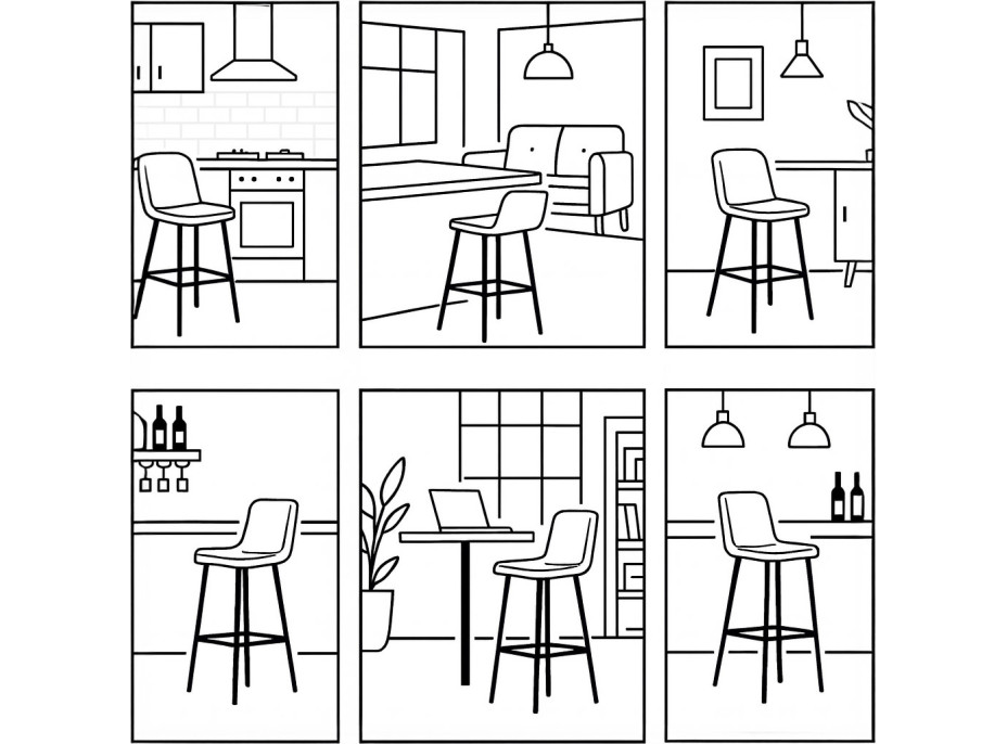 Kovová barová židle FLINT White - bílá