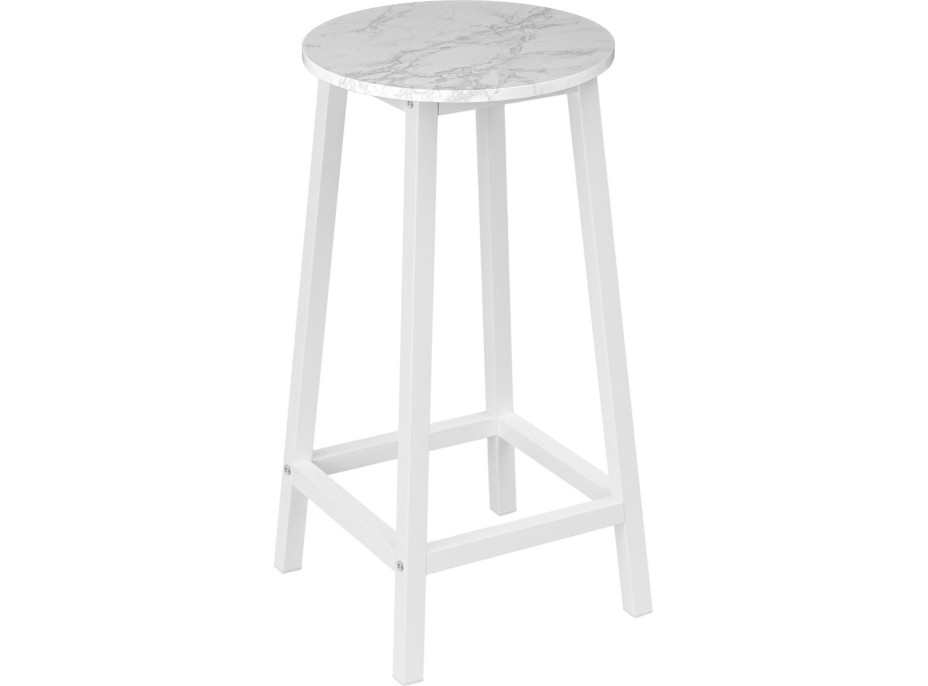 Kovová barová židle FLINT White - bílá/bílý mramor