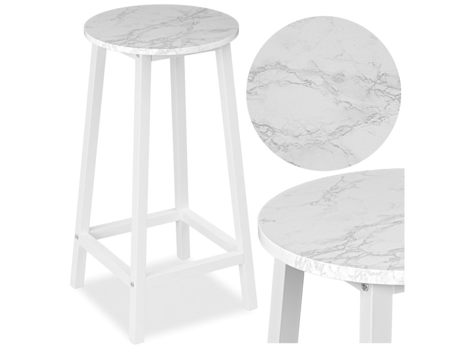 Kovová barová židle FLINT White - bílá/bílý mramor