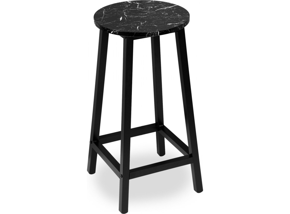 Kovová barová židle FLINT Black - černá/černý mramor