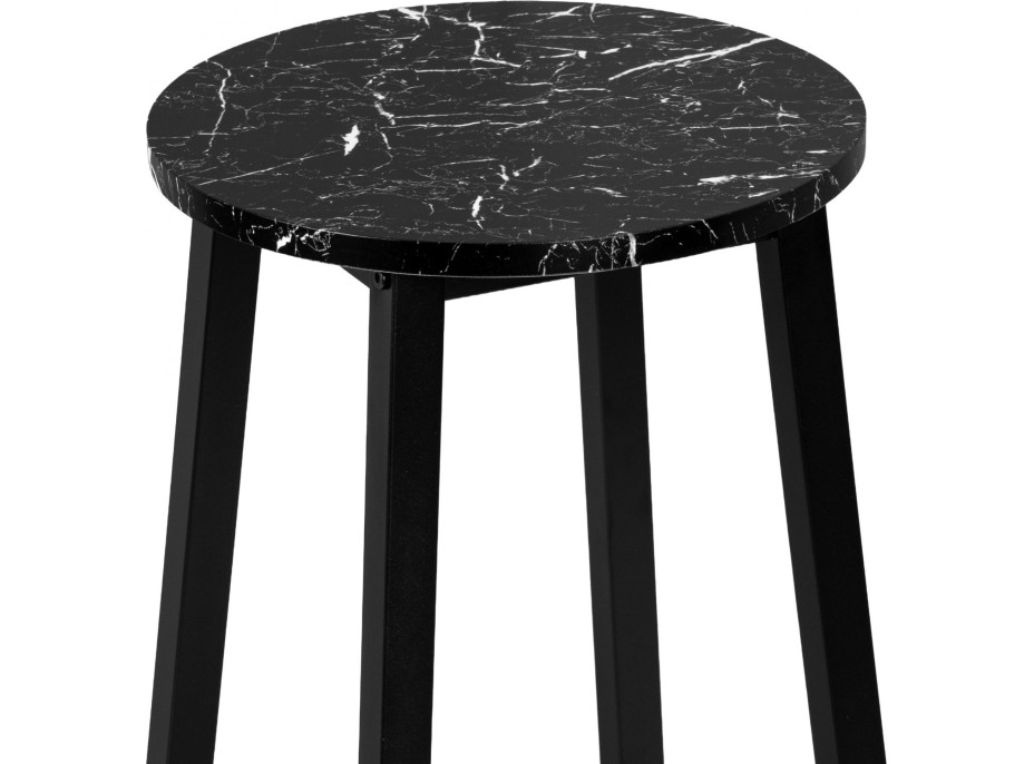 Kovová barová židle FLINT Black - černá/černý mramor